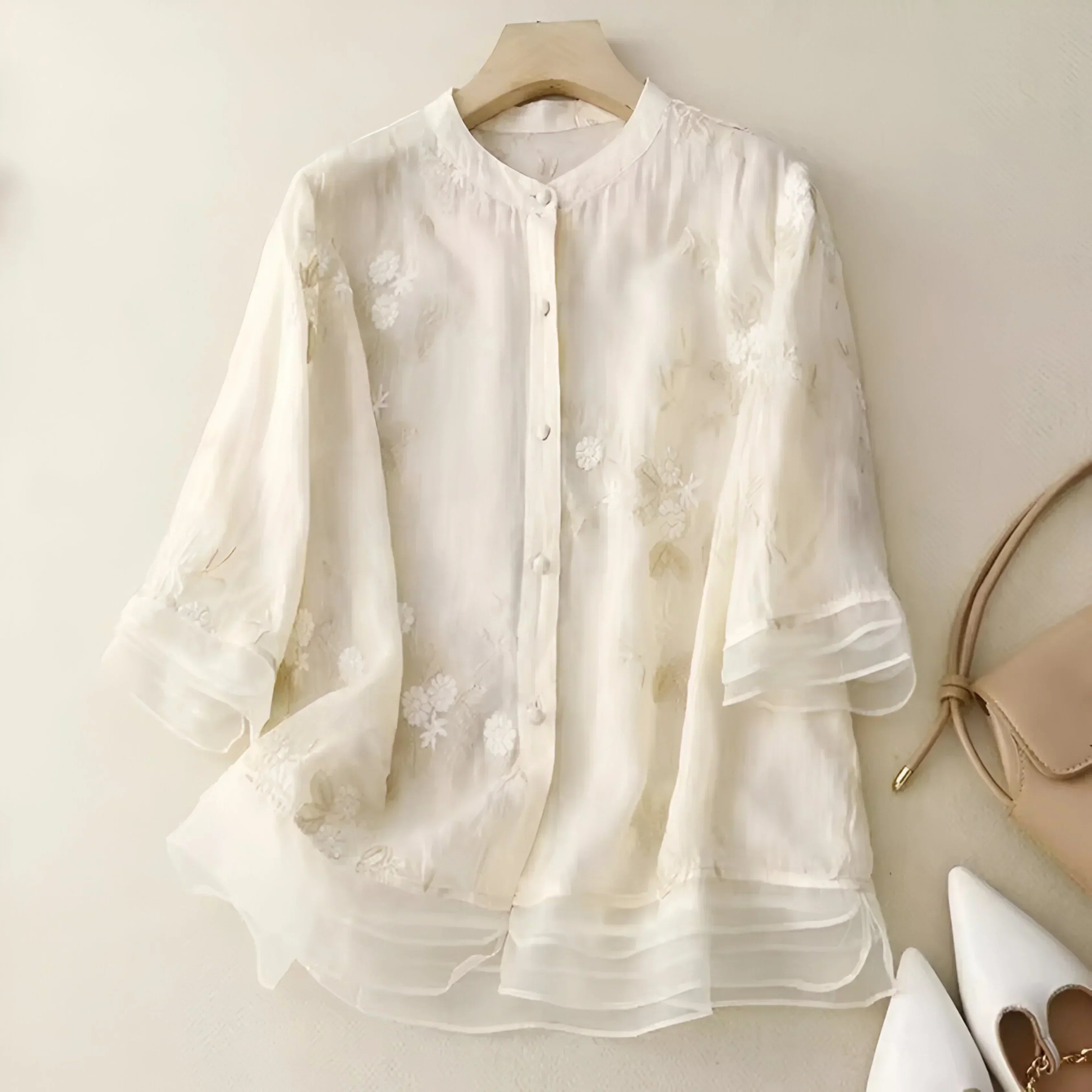 Isabella™ | Embroidered Button-Down Blouse