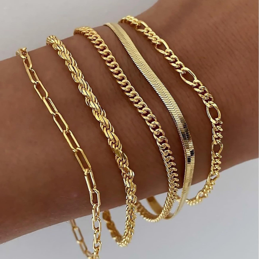 Ellen – Gullfarget armbåndsett
