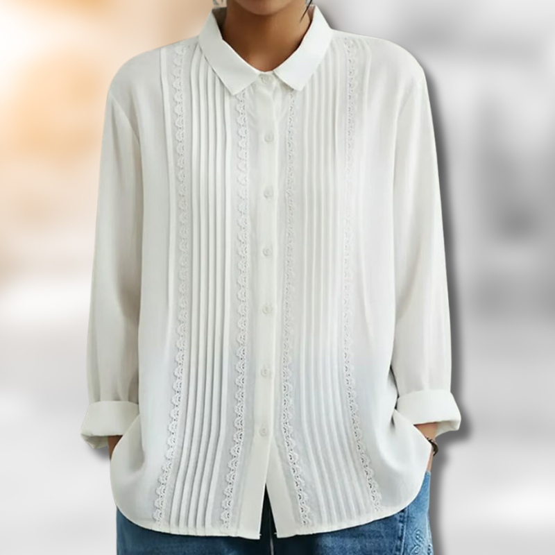 Lina | Elegant Hvit Bluse med Tidløs Passform